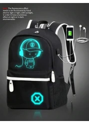 Simple Lightweight Fluorescent Luminous Patterned Backpack Sling Bag Fabric Water Resistant With Large Capacity And Adjustable Shoulder Strap For College High School Male Rucksack Fathers Day Universi