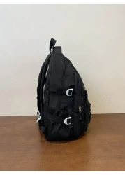 15 6Inch Large Capacity Water Proof Foldable Dirty Resistant Letter Patch Decor Laptop Backpack Medium Black Schoolbag For Travel College School Casual Backpack Thanksgiving Purse Computer Black Bag H