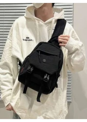 Solid Color Nylon Mini Backpack Unisex Multipurpose Handheld Shoulder Bag Suitable For College Students Zipper Closure Daily Wear