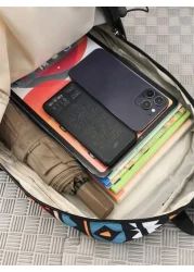 Casual Large Capacity Backpack Fashionable Graffiti Nylon Messenger Bag For School Student Umbrella Water Bottle Tablet Books Travel Including Pendant Suitable For Halloween Anime School Supplies