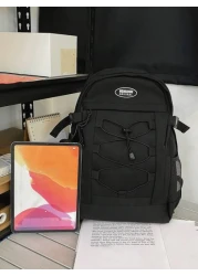 حقيبة ظهر كبيرة السعة ذات لون أحادي بسيط، حقيبة مدرسية أب إلى أبناء الكلية متعددة الوظائف، هدية لحفلات الشتاء