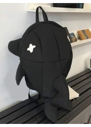 peach tree Unisex Shark Backpack Versatile Casual Shoulder Bag For Couple Suitable For High School College Students Traveling Sports Backpack For Dorm School Supplies Multi Pocket Messenger Bag Autumn