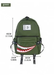 Street Fashion New Backpack Creative Large Shark Design Korean Style For High School College Students Casual Rucksack All Straps And Prints Letters Are Random School Backpack