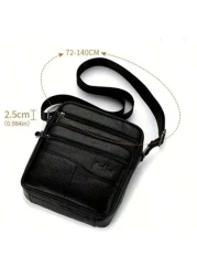 1 قطعة حقيبة جلد أسود أصلي فاخر: أنيقة، متعددة الأغراض مع حزام قابل للتعديل، مثالية للأناقة والوظيفة اليومية،