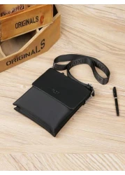 saroxi 1pc Fashion New Men Shoulder Bag Crossbody Bag Multi Layer Slim High End Black Outdoor Men s Sling Bag Male Side Pocket Square Pack Multifunctional Scratch Resistant Suitable For Commuting PU L