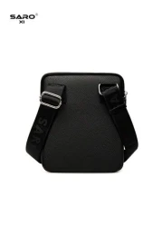1pc Men s Oblique Shoulder Bag Side Pockets Messenger Bag Casual Square Bag Multifunctional For Commuting PU Leather Minimalist Style Black Bag Gift For Boyfriend