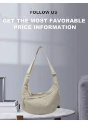 peach tree 1pc Peach Tree Crescent Moon Crossbody Bag Versatile Casual Large Capacity Adjustable Shoulder Strap Multi Pockets Vintage Lightweight Water Washed Nylon Material Christmas Men Bag Vacation