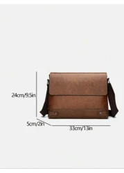 Men s Four Seasons Soft PU Brown Flap Crossbody Bag Shoulder Bag Suitable For Shopping Casual Men At Work Crossbody Bag Sling Bag Shoulder Bag Square Bags Messenger Bags Multifunctional Water Proof Pa
