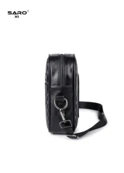1pc Retro Men s Shoulder Bag Side Pocket Messenger Bag Casual Crossbody Bag Multi Functional For Commute PVC Black Simple Design Gift For Boyfriend Fashion