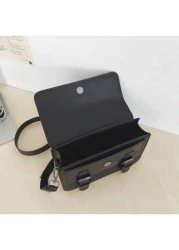 حقيبة رسول عادية للجنسين، حقيبة كتف بطراز بريطاني عصري، حقيبة يد صغيرة مربعة ذات لون واحد وإغلاق بغطاء، متعدد