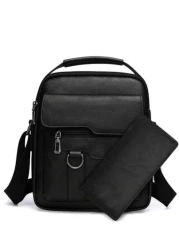 NEWHEY حقيبة كتف رجالية ، حقيبة جلد PU متقاطعة جديدة ، حقيبة يد رأسية جلد PU رجعية محمولة ، حقيبة كتف للعمل ، هدية عي