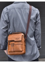 2pcs Set Retro Messenger Bag PU Leather Shoulder Bag With Wallet Large Capacity Headphone Hole Casual Minimalist Style For Commuting Business Travel Gifts For Friends Family Summer Summer Bag Spring B