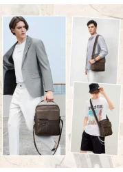 حقيبة كروس بادي رجالية قابلة للقلب، حقيبة كتف من جلد PU مقاوم للماء، حقيبة كتف مضادة للسرقة خفيفة الوزن للعمل و