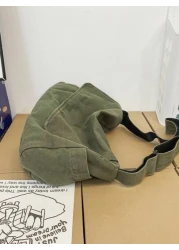 حقيبة عبر الجسم متروكة بطراز رجعي من العام 2000، قماشية بسعة كبيرة، موضة عصرية، متوفرة ب- 4 ألوان مختلفة، مناسبة