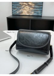 1pc Plain Color PU Flap Mini Shoulder Bag For Men Fashion Versatile Casual Suitable For Everyday Use Travel And Holiday Adjustable Strap Chest Bag Leather Bag Hobo Bag Hip Bag Purse Christmas Thanksgi