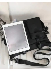 حقيبة حزام متعددة الوظائف لطلاب المدارس الثانوية والجامعات المبتدئين، حقيبة كاجوال للرجال مزينة بإبزيم، حقي