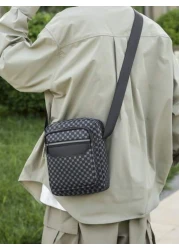 حقيبة كتف جلدية بطبعات للرجال، حقيبة محفظة صغيرة للأعمال مع سحاب مضاد للسرقة لهدايا عيد الميلاد، حقيبة كروس ب