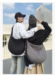 1pc Versatile Casual Large Size Large Capacity Filled Embroidery Thread Coat Bag Fashion Shoulder Bag Portable Crossbody Bag Hobo Bag Valentine s Day Couples Men s Bag Dating Commuting School Sports T