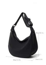 1pc Polyester Fiber Solid Black Shoulder Bag Crossbody Bag Simple Style For Dating Travel School Etc Sling Bag Side Bag For Holiday Travel Essentials Summer Gifts For Boyfriend College Bag Multi Funct