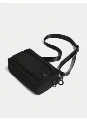 حقيبة كتف مربعة ذات لون أحادي عصرية للرجال، تناسب الحمل على الكتف أو الجسد بشكل متقاطع