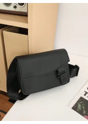 peach tree 1pc Casual Minimalist Solid Color Adjustable Strap Outdoor Travel Holiday Flap Cover Water Resistant Lightweight PU Crossbody Bag Unisex Design From Peach Tree Christmas Men Bag Vacation Tr