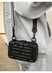 Crossbody Bag Shoulder Bag Square Bag Hard Shell Box Bag Black Bag White Bag Water Proof Summer Valentines Crossbody Sling Vacation School Carry On PU Leather Black Dad Bag Students Bag Cool Minimalis