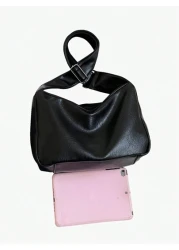 Casual Fashion Men Minimalist PU Water Proof Crossbody Bag With Wide Strap Square Shape And Single Compartment For Daily Commute Or Traveling Sling Bag Work Weekend Camping Black Bag Hiking Large Capa