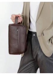 New Men s PU Leather Business Casual Clutch Bag Large Capacity Fashion Versatile Wristlet Suitable For Shopping Short Distance Travel