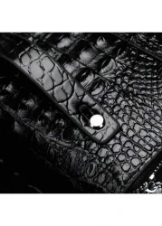 1pc Crocodile Embossed Black Pu Waterproof Wear Resistant Wallet Clutch Bag With Dual Zippers Retro European American Style Suitable For Outing Shopping Party Spring Summer New Arrival