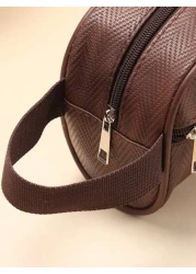 Men Waterproof Travel Toiletries Storage Bag PVC Lychee Pattern Cosmetic Bag Portable Makeup Organiser Male Zipper Handbags