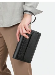 gorchis حقيبة كلاتش جلد التمساح متعددة الوظائف كبيرة الحجم، مع فتحات بطاقات متعددة، سوستة مزدوجة، محفظة للهاتف،