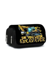 حقيبة قلم قابلة للطي من طبقتين مطبوعة بطراز الشاحنة