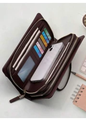 KAIDUCH Fashion Vintage Clutch Purse Casual Large Capacity Double Zipper Handbag Cell Phone Bag Card Organizer Wallets Card Cases Money Organizers Clutch Handbag Wristlet Work Weekend Travel Camping S