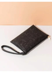 حقيبة يد مزخرفة بنقشة جلدية، حقيبة معصم بسيطة، حامل بطاقات سعة كبيرة، متعددة الاستخدامات للاستخدام اليومي وا