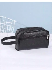 حقيبة رجالية جلد PU أحادية اللون للهاتف المحمول, حقيبة يد صغيرة, حقيبة يد, حقيبة معصم, للعمل، نهاية الأسبوع، الس