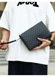 PU Leather Printed Clutch Bag Handheld Bag Wristlet For Men
