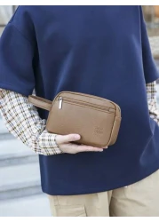 peach tree قطعة واحدة شنطة رجالية أعمال بعصا من علامة تجارية بشجرة الخوخ مصنوعة من بي يو ذات وسادة مربعة وحبل للمعص