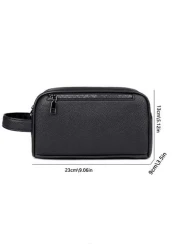 Portable Toiletry Bag Men s Handbag Sports Business Travel Storage Bag Small Black Zipper Lychee Pattern Clutch Toiletry Bag College Student Handbag Outdoor Travel Work And School Holiday Essentials I