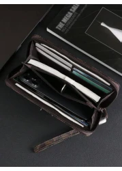 HOVI'S حقيبة اليد الرجالية الأنيقة والبسيطة، كبيرة السعة، متعددة فتحات البطاقات، حقيبة رسغ محمولة، هدية رائعة ل