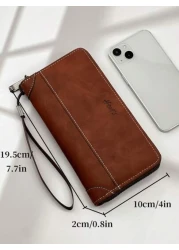 HOVI S Fashion Retro Minimalist Long Wallet Spacious With Multiple Card Slots Business Commute Zipper Wallet For Men Christmas Gifts Gift Thanksgiving Vintage Gifts For Men Wristlet Keychain Wallet Tr