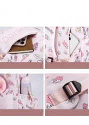 Sanrio حقيبة ظهر Sanrio، حقيبة مدرسية كاواييه أنيقة ، حقيبة ظهر ملونة للفتيات ، حقيبة خارجية قابلة للطي سعة كبيرة