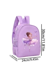 1 قطعة، حقيبة ظهر أميرة عصرية، حقيبة رقص ذات رسوم كرتونية جميلة، بنية من النايلون، فتحة سوستة، بطانة من البولي