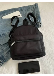 حقيبة ظهر متعددة الوظائف صغيرة للطلاب - نسيج مخطط جميل, حقيبة تنقل مريحة مع جيوب متعددة وأشرطة كتف مريحة