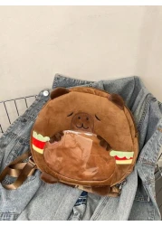 1pc Soft Plush Adorable Capybara Backpack Big Children Casual Plush Backpack School Bag Variable Crossbody Bag Adjustable Strap And Zippered For Travel Shoping Parties Holidays Supermarket Festive Eve