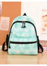 1pc Backpack Nylon Zipper Closure New Cute Schoolbag Dreamy Colored All Match Backpack Cartoon Backpack Suitable For Daily Outings Outings Perfect Gift For Boys And Girls