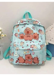 1 حقيبة ظهر من النايلون مغلقة بسوستة ذات تصميم أنيق وجميل للكابيبارا، مع أحزمة كتف قابلة للتعديل مريحة متعددة