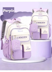 1pc Large Capacity Multi Pocket School Backpack For Girls Cartoon Bear Purple Backpack Outdoor Travel Bag With Coin Pocket Padded Shoulder Strap Fashion Versatile Polyester Suitable For Teenage Girls