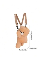 1pc Cute And Adorable Papa Bear Backpack Cartoon Animal Crossbody Coin Purse Storage Bag Fashionable Cartoon Animal Papa Bear Shape Zipper Opening And Closing Backpack Crossbody Bag Suitable For Girls