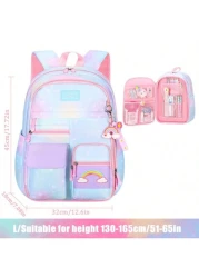 حقيبة ظهر مدرسية أنيقة خفيفة الوزن و بسعة كبيرة مصنوعة من النايلون مع جيوب متعددة للبنات والأولاد والسفر العا