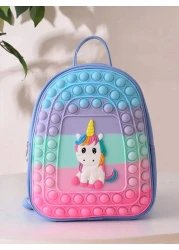 حقيبة ظهر سيليكون وحيد القرن جديدة وجميلة، للراحة من الضغط، حقيبة مدرسية وردية اللون